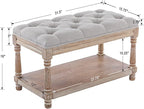 Kmax Storage Entryway Bench Tufted Shoe Rack Bench Wood Window Bench for Hallway Entrance Bedroom Corner-1 Seat, Gray