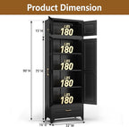 Kitchen Cabinet, 90" Tall Metal Storage Cabinet, Food Pantry cabinets with One Drawer, Black Pantry Cabinet for Dining, Living Room, 16" D x 32" W x 90" H, Assembly Required