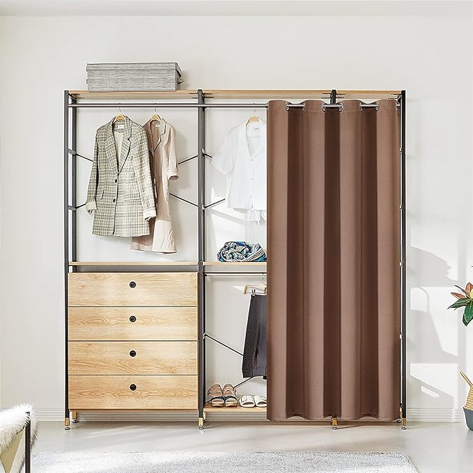 ChrisDowa Blackout Door Curtains for Doorway Privacy, Grommet Closet Curtains for bedroom closet door, Thermal Insulated Temporary Doorway Cover Room Divider Drapes (1 Panel, Cappuccino, 42 x 80 Inch)