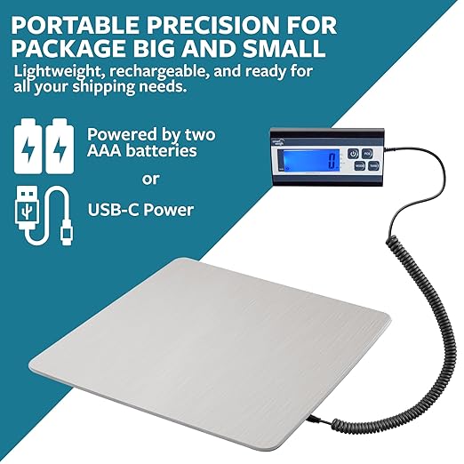 Smart Weigh 440 lbs x 1 oz. Digital Heavy Duty Shipping and Postal Scale, Package Scale with Durable Stainless Steel Large Platform, Post Office Postal Scale and Luggage Scale