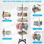Ripeng 1 Pcs 5‑Tier Retail Display Stand – Rotating Display Rack with Wheels for Jewelry Keychains Socks Hats – Adjustable Movable Shop Spinner for Craft Shows Vendor Events & Stores Accessories,Black