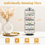 EsLuker.ly Earring Holder Organizer Rotating Display Tree Stand, Adjustable Height Earring Card Hanger Rack with 50 Hooks for Vendors Market Selling, 5 Tier Metal Jewelry Storage Tower, Black