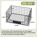 JKsmart 4 Pack XXL Stackable Wire Baskets with Handles for Pantry Storage and Organization,Fruit and Vegetable Basket with Name Plates,Metal Storage Bins for Snack Can Fruit Veggies