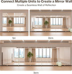 Full Length Stand Up Mirror on Wheels,79''×67'',Large Tri-Fold Floor Mirror with Stand,Movable 3-Way Full Length Standing Mirror for Gym, Dance Studio, Fitness Room, and Home (Black)