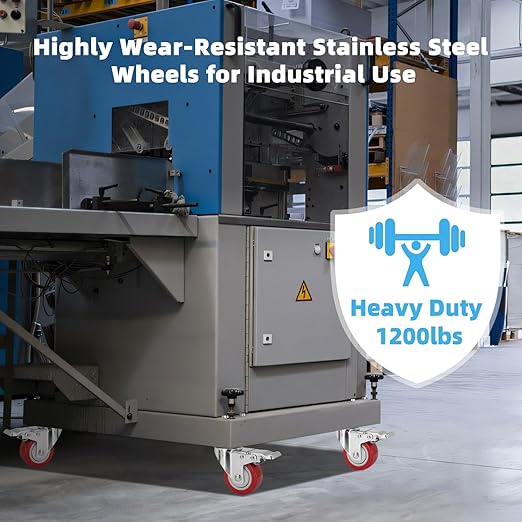 W B D WEIBIDA Stainless Steel 3 Inch Caster Wheels with Brake,Rust-Proof Heavy Duty 304 Casters Set of 4,Anti-Corrosion Industrial Castor for Furniture,Labs,Hospitals,Restaurants