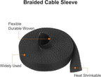 MECCANIXITY Braided Cable Sleeves Heat Shrinkable Fabric Sleeving, 5/16" 16ft Black 2:1 Ratio Heat Shrinkable Cord Protector for Harness Cable, Network Cable Protection, Cable Management
