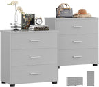 Aheaplus Closet Drawers Set of 2, Wood Closet Organizers and Storage with 3 Drawers, Closet Drawers Organizer System, Nightstands Bedside End Table with 3 Drawers Storage for Bedroom, Grey