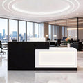 Reception Desk with Counter LED Light and Lockable Drawers and Storage Tall Modern Front Desk Reception Counter for Checkout Lobby Beauty Salon E Right 71inch/180cm