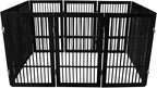 Pet Dog Gate Strong and Durable Freestanding Folding Acacia Hardwood Portable Wooden Fence Indoors or Outdoors by Urnporium (Black Pet Gate, 10 Panel 30" Tall)
