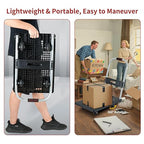 Push Cart Dolly - Lightweight Foldable Flatbed Platform Cart with 360 - Degree Rotating Wheels for Moving in Food Truck and Trailer, 165 lbs Load Capacity, Black