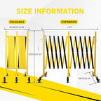 17FT Traffic Barricade with Casters, Metal Expandable Barricade, Folding Security Gate, Retractable Fence Outdoor Barricade Fence for Construction Area, Traffic Control(4pc)