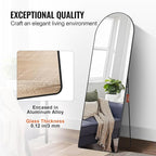 VEVOR Arched Full Length Mirror, 65'' x 22'', Large Free Standing Leaning Hanging Wall Mounted Floor Mirror with Stand Aluminum Alloy Frame, Full Body Dressing Mirror for Living Room Bedroom, Black