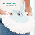 Spin Mop and Bucket Set Cleaning System Wringer 360 Microfiber Mop with Stainless Steel Handle Self Wringing Bucket with Wheels and Drain for Tile Hardwood Laminate Floors Includes 2 Mop Head Refills