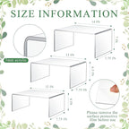 3 Pcs Extra Large 14, 13, 12 Inch Acrylic Display Risers Clear Acrylic Shelf Riser Display Stands 5 mm Thick Rectangular for Collectibles Figures