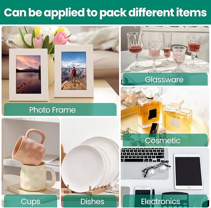560 pcs Moving Packaging Supplies, 280 Cushioning Foam Pouches and Sheets, 4 Sizes (16x12", 12x12", 12x7.8", 7.8x7.8") with 280 Fragile Stickers, Cushion Foam Pouch for Moving, Packaging, Storage.
