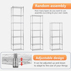 FDW 6 Tier Wire Shelving 17L x 12W x 64H Pantry Shelves Storage Rack Shelving Units Adjustable Metal Shelves for Kitchen Commercial Garage Small Places,Chrome