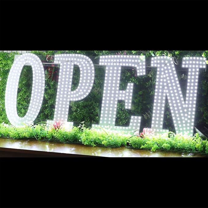 48"x17" Super Large LED Open Signs for Business with Remote Controlled, 10 Levels Brightness Adjustable Unique Design Super Bright with Chain, High Visibility for Store Bar Retail Shops Salon Office