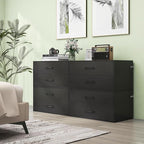 POWERSTONE 2 Drawers Storage Cabinets, Wooden Dresser Organizer, Under Desk Storage for Living Room, Bedroom, Home Office, Black