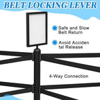 6 Pcs Crowd Control Stanchions Set Stainless Steel Barrier Post with Dual Retractable Belt 9.8 ft and 1 Sign Holder Crowd Safety Control Barrier Solid Base Easy Connect Assembly