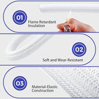 Cable Management Sleeves 1in - 2 Pack 6.6ft Split Braided Cable Sleeve White, Cord Protectors from Pets, Wire Organizers for Cords, Flexible Cord Wrap Wire Sleeve for Computer Cord Organizer