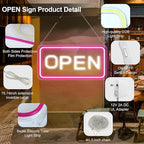 inSharePlus 16"x 9" LED Neon Open Sign for Business, with ON/OFF Switch adapter, Ultra Bright Lighted Sign Open, Electric Light up Sign for Stores, Restaurants Offices Retail Shops Window Storefronts
