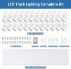 Dimmable 24-Pack GU10 White Track Lighting Kit with Dedicated Dimmer, All-in-One Plug in 3CCT Ceiling Spotlights with 26.2FT Track Rails, Accent Lighting for Home, Store, Moblie Cart and Office