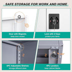 Wide & Deep Metal Storage Cabinet with 6 Shelves,72 inch Tall Garage Storage Cabinet with Lock,Gray White Metal Cabinets with Locking Doors,Large Steel Lockable Cabinets for Home,Office,Shop,Garage