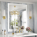 Amorho Bathroom Mirror, 28x36 Inch White Thick Metal Framed Wall Mirrors for Over Sink, Bedroom, Living Room, Entryway, Rectangle Wall-Mounted Mirrors(Horizontal/Vertical).