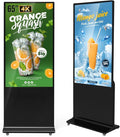 MWE 65 Inch 4K Digital Signage Display Kiosk, Indoor Floor Standing Advertising Display Poster, LCD Commercial Display with Auto Media Player, Android System, HDMI/USB/WiFi