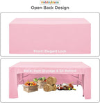 HolidayIdeas Open Back Fitted Tableclothss for 6 Foot Rectangle Table, Wrinkle Resistant Washable Table Covers 72x30 Inch for Craft Fairs, Banquets, Trade Show Display, Pink,4 Pcs