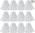 MATTHEW CLEANING Looped-Open Disposable Industrial Wet Mop Head 1.25'' Universal Headband Non-Woven Commercial Replacement for Indoor & Outdoor Use, Floor Cleaning String Mop Refill 12 Pack
