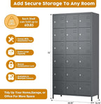 Aobabo 18 Doors Metal Locker for Employees,Metal Storage Locker Cabinet with Lock and Leg, for Office Garage School Home Industrial, Assembly Required, Dark Grey