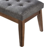 24KF Linen Upholstered Buttons Tufted Entryway Bench with Solid Wood Leg,Bed Bench Ottoman with Padded Seat,5034-Dark Gray
