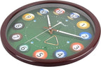 OSTAR Big Large Billiard Pool Ball Wall Clock, Battery Operated, Cue Hand, Non Ticking Quality Quartz, 14" Snooker Game
