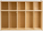 5-Section Coat Locker with Cubbies, Wooden Backpack Storage Organizer with Coat Hooks and Cubby Storage Organizer Cubes for Kids, Daycare, Classroom