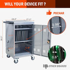 Laptop Charging Cart,32 Devices Tablet Storage Carts for Pad Up to 16.3" Screen Size, Classroom Computer Mobile Charging Station for Pads,Chromebooks,Laptops,Security Storage (30+2 Bay-Silver)