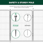FXW Garden Fence Outdoor for The Yard – 40in(H) x 72.9ft(L) Heavy Duty Metal Animal Barrier for Dog and Rabbit, Decorative Dog Fence, 32 Panels, Silver