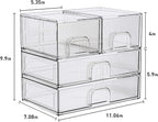 ZHIAI Stackable Storage Box, Acrylic Organizer, Cosmetic Organizer for Cosmetics and Beauty Products for Dressers, Bathrooms, Cabinets, Bedrooms and Home Organization 4 Piece Set