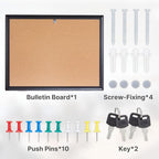 Enclosed Bulletin Board 28x26 Inch Indoor Outdoor Tamper-Proof Cork Wall-Mounted Notice Board with Rust-Resistant Aluminum Frame & Lock for Hospital, Restaurant Kitchen, Office (Black Frame)
