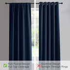 PONY DANCE Window Treatment Thermal Insulated Rod Pocket Blackout Curtains/Drapes for Bedroom(Navy Blue,Set of 2 Panels,52 by 72 Inch Length)