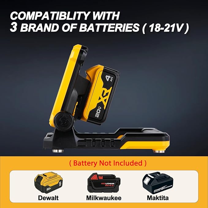4000LM 25W Cordless Work Light Compatible with Dewalt, Makita and Milwaukee 18-21V Power Battery, Magnetic Base, Portable Flood Light (Battery Not Included)