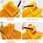 ARLIME Mop and Bucket Set with Wringer On Wheels, 21 Quart Capacity Portable Wringer Trolley on Wheels, Side Press Floor Cleaning Wavebrake w/Handle, Mop Bucket for Home, Commercial, Restaurants