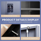Metal Storage Cabinet,Locking File Cabinet with Doors and Adjustbale Shelves,Tool Steel Cabinets for Garage,Home Office,School,Gym(Grey & Black)