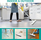 Floor Brush, 2-in-1 Scraping Brush,with 59.8" Long-Handled Adjustable Floor Brush, Suitable for Cleaning Kitchen, Bedroom, Shower Room, Floor, Tile Patios, Outdoor Patio, Terrace (White)