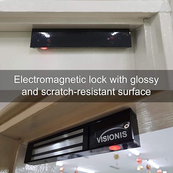 Visionis VS-VISML300LED-BL Indoor 300lbs Black Electromagnetic Lock with LED Sensor for Door Access Control