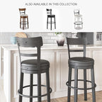 Signature Design by Ashley Valebeck Tall Upholstered Swivel Bar Stool with 360-Degree Swivel and Nailhead Trim, Faux Leather, 30" Seat Height, Black Finish
