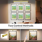 MIOBLUE Picture Light with Remote and Timer, 13.8in Rechargeable Picture Light with 3 Color Modes, Dimmable Cordless Painting Light for Wall Display, Gallery Artwork, Portraits, Dartboards