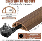Floor Cord Cover Cable Cavity Self Adhesive Cord Hider Floor 10FT Floor Cable Management Power Cord Protector Floor Electric Cord Covers for Offices, Gym, Exhibitions (Misty Brown Wood, 1.18" x 10')