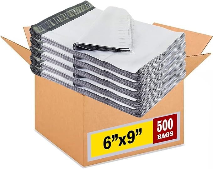 iMBAPrice Poly Mailers 6x9 Inch #1, 500-Pack – Small White Self-Seal Shipping Envelopes, Waterproof Mailing Bags for Small Jewelry, Cosmetics & Business Packing