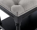 Kmax Storage Entryway Bench Tufted Shoe Rack Bench Black Wood Window Bench for Hallway Entrance Bedroom Corner, Grey